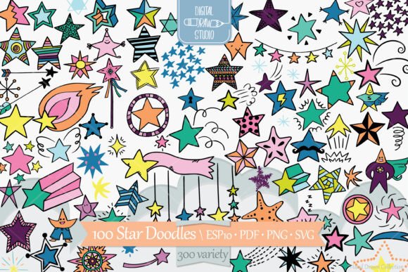 Color Star Constellation Garland Doodle