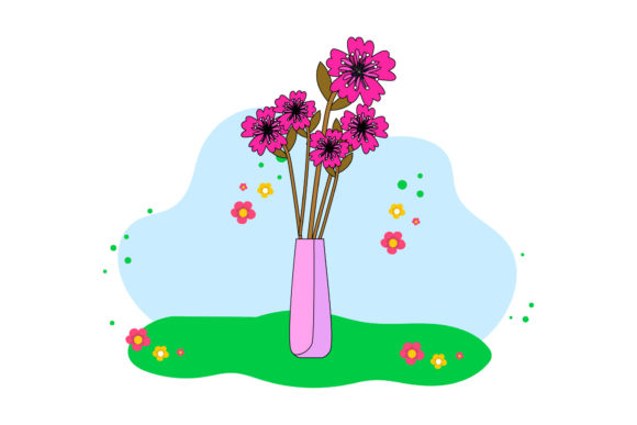 Flowers Decorative in Vase Cloud Floral