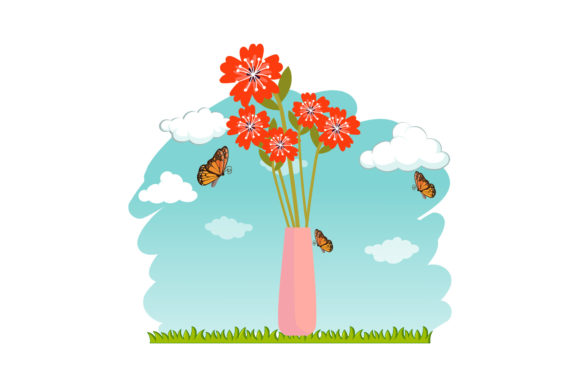 Flowers Decorative in Vase Sky Cloud: A Modern Design Element for Creative Professionals