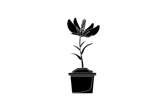 Flowers Pot Decorative Black Icon: A Versatile Design Asset for Creative Projects