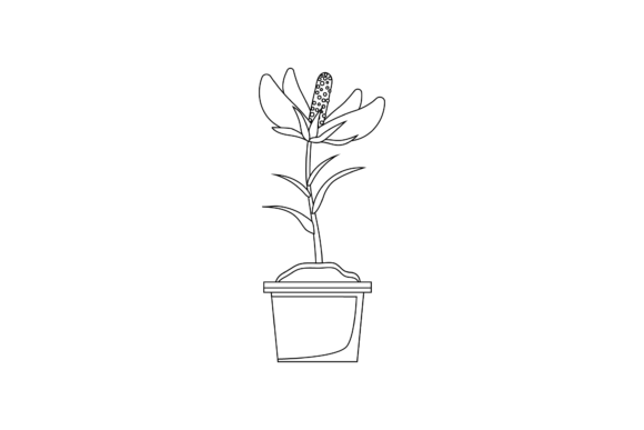 Flowers Pot Decorative Botanical Outline: A Versatile Design Asset for Creative Projects