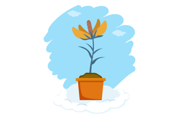 Flowers Pot Decorative Cloud Design