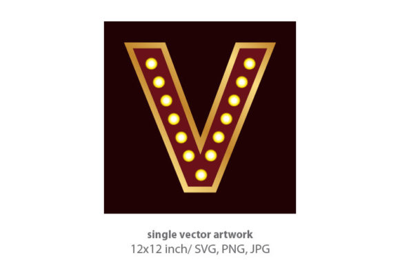 Lights Bulbs Inside Decorative Letter V: A Versatile Design Element for Creative Projects