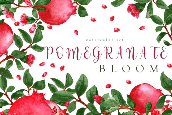 Pomegranate Bloom Watercolor Set: A Versatile Asset for Creative Projects