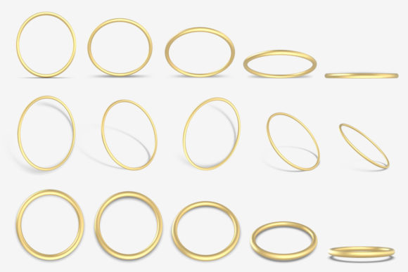Realistic Golden 3D Ring